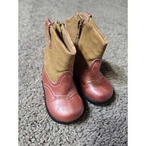 Baby Girl Roper Cowgirl Glittery Boots Pink Brown Size 4